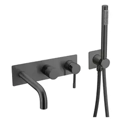 Смеситель встраиваемый с ручным душем и изливом  Boheme UNO 464-3-B черный