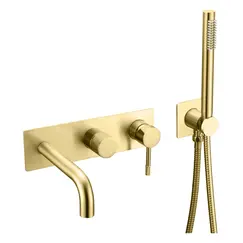 Смеситель встраиваемый с ручным душем и изливом  Boheme UNO 464-3-G золото