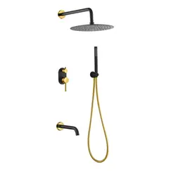 Душевая система со смесителем встраиваемая Boheme Uno 464-2-BG Черный Золото