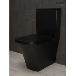 Напольный унитаз черный матовый безободковый микролифт дюропласт Gid Tn2184Bm (+GEBERIT)