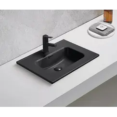 Встраиваемая сверху черная матовая раковина для ванной Gid Bm9060s