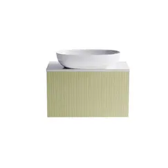 Тумба подвесная с раковиной на столешнице Astra-Form М-40 Slim с 1 ящиком бежевый матовый