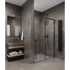 Timo Душевая дверь TDSS-/03C-8L/R, раздвиж , проф черный, стекло проз 8 мм