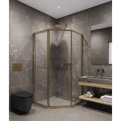 Timo Душевой угол TTSS-100/17C-8L/R раздвиж , проф мат.золото, стекло проз 8 мм