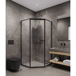 Timo Душевой угол TTSS-100/03C-8L/R  раздвиж ,проф черный, стекло проз 8 мм
