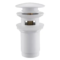 Донный клапан ABBER AF0010W с переливом, клик-клак, белый