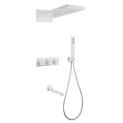 Душевая система ABBER Daheim AF8253W скрытого монтажа с изливом, термостат, белый матовый