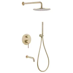 Душевая система ABBER Wasser Kreis AF8117G скрытого монтажа с изливом, золото матовое