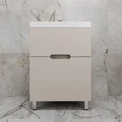 Тумба напольная Style line "Матис " с раковиной ASTI  (2 ящика), КРЕМ, ЭМАЛЬ