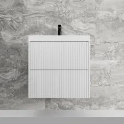 Тумба подвесная "Стокгольм ",с раковиной Classic , (2 ящ.) белый рифленый софт, PUSH