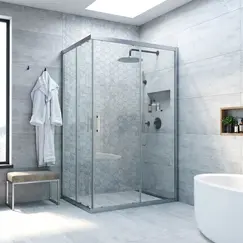 Душевой уголок Vegas Glass ZA-F Novo 90*80 07 01 профиль матовый хром, стекло прозрачное