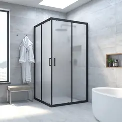 Душевой уголок Vegas Glass Za Novo ZA NOVO 90 02М 10 профиль черный матовый, стекло сатин матовое