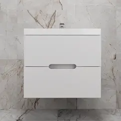 Тумба подвесная "Матис" с раковиной ASTI (2 ящика), Белый матовый, ЭМАЛЬ