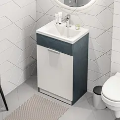 Тумба напольная с раковиной 1Marka Revo 50 см, бетон темно-серый