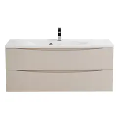 Тумба подвесная BelBagno MARINO Crema Opaco, раковина белая/черная