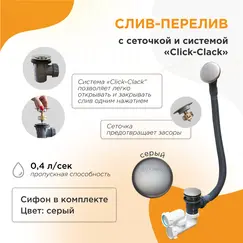 Слив-перелив Radomir автомат с сеточкой черный