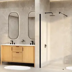 Душевая перегородка WasserKRAFT  Rur  30W MB-MG матовое/черный