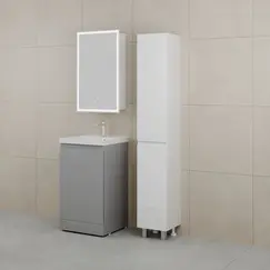 Тумба напольная "БАТЛЕР" (1 ящ.) с раковиной ASTI 50 Люкс антискрейтч серый PLUS