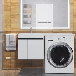 Тумба под стиральную машину подвесная Uperwood Magenta  белая/графит, с дверцами/ящик