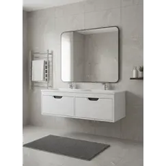 Тумба под двойную раковину Uperwood Modul 120 см, подвесная, матовая, белая/графит