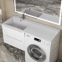 Раковина над стиральной машиной Uperwood Cosmos Quartz 120 см, левая/правая жасмин
