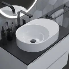 Раковина накладная для ванной Uperwood Luna 50х35х10 см, овальная, белая глянцевая