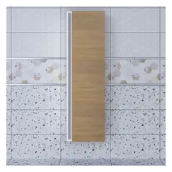 Шкаф-пенал для ванной Uperwood Barsa 35*28*120 см, подвесной, белый/дуб сонома