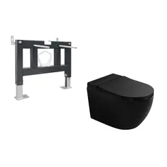 Комплект ABBER подвесной унитаз Bequem AC1108PMB белый с импульсным смывом с инсталляцией AC0101P