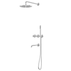 Душевая система ABBER Wasser Kreis 316 AF8150BST скрытого монтажа с изливом, термостат, сталь брашированная