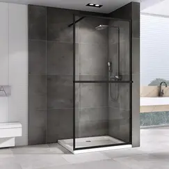 Душевая перегородка ABBER Immer Offen прозрачное/черный/8мм