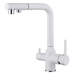 Смеситель ABBER Emotion AF8814W для кухни с подключением фильтра и выдвижной лейкой, белый матовый