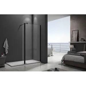 Душевая перегородка с доп панелью на лифтинговой петле Good Door WALK IN SP2  черный