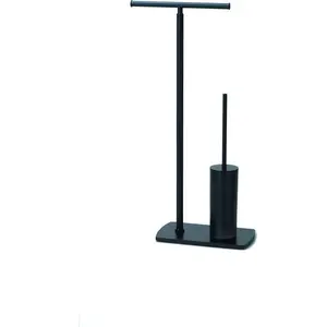Gedy G-Florida  стойка: бумагодержатель двойной + металлический ерш   черный матовый