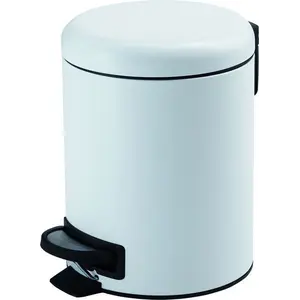 Gedy G-Potty  круглый контейнер для мусора с педалью - 3 литра   белый матовый