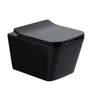 Безободковый подвесной унитаз микролифт дюропласт Gid Tr2144BL