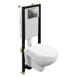 Комплект Cersanit DELFI TPL инсталляция BLACK кнопка  хром глянцевый