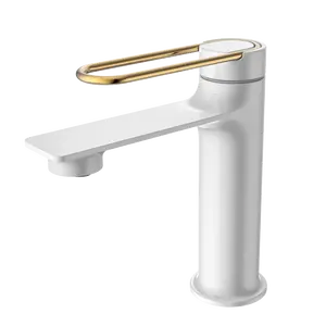 Смеситель для раковины ACWEN JL-11111MW белый/золото