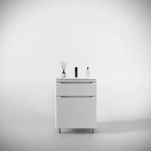 Тумба напольная с раковиной "Марелла " (2 ящ.) Люкс антискрейтч белый матовый, PLUS