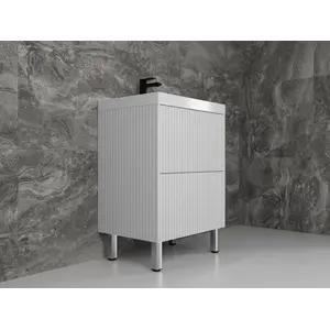 Тумба напольная "Стокгольм 80" с раковиной Classic , (2 ящ.) белый рифленый софт, PUSH