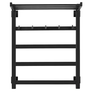 Полотенцесушитель Secado Корсико 1 КСП, с крючками и полочкой, водяной, ЧЕРНЫЙ МАТОВЫЙ