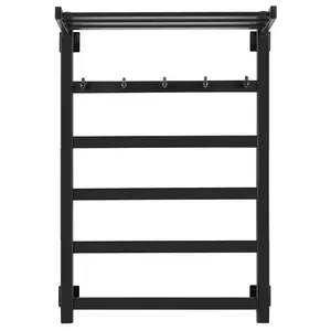 Полотенцесушитель Secado Корсико 1 КСП, с крючками и полочкой, водяной, ЧЕРНЫЙ МАТОВЫЙ