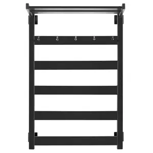 Полотенцесушитель Secado Комано 1 КСП, с крючками и полочкой , электрический L/R черный матовый