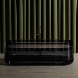 Ванна из полиэфирной смолы  ABBER Kristall AT9708Onyx черная прозрачная