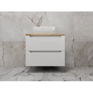 Тумба подвесная "Бали " 2 ящика со столешницей БЕЛЫЙ СОФТ