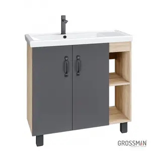 Тумба напольная Grossman ФЛАЙ-80 дуб сонома/серая