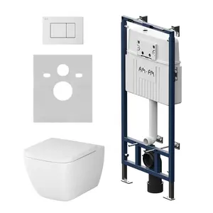 AM.PM  Инсталляция MasterFit с клав S глянц белый с подвес унит Gem  FlashClean с сид