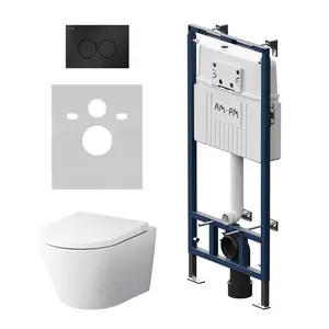 AM.PM Инсталляция MasterFit с клав L черн мат с подвес унит  SenseFlashClean с сид м/л