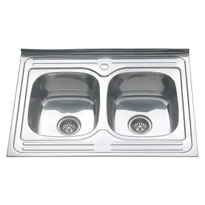 Мойка 8060SP MELANA 0,8/180 2-я чаша отдельная накладная  с сифоном