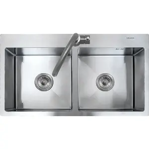 Мойка RS8045H MELANA ProfLine 3,0/200 САТИН 2-я чаша, врезная