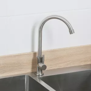 Смесители: Кран для кухни водоразборный (МОНО) MELANA-F6113 нерж.сталь, однорычажный, сатин 1 в магазине Акватория Смесители: Кран для кухни водоразборный (МОНО) MELANA-F6113 нерж.сталь, однорычажный, сатин 1 в магазине Акватория